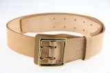 Ledergürtel 50 mm breit, Farbe Natur, Doppeldornschnalle Messing