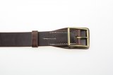 Ledergürtel 40 mm breit, Farbe vintage brown, Doppelstegschnalle Messing